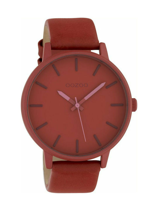 Oozoo Timepieces Ρολόι με Κόκκινο Δερμάτινο Λουράκι