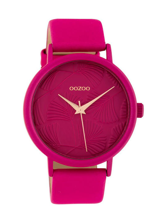 Oozoo Timepieces Watch with Fuchsia Leather Strap