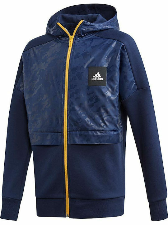 Kinder-Sweatshirt Strickjacke mit Kapuze Marineblau