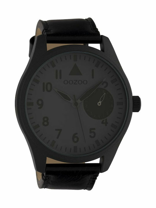 Oozoo Timepieces Men's Watch 50mm Chronograph Battery with Black Leather Strap