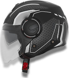 CMS S-Jet Freecom Jet Helmet with Sun Visor ECE 22.05 1200gr Black/White