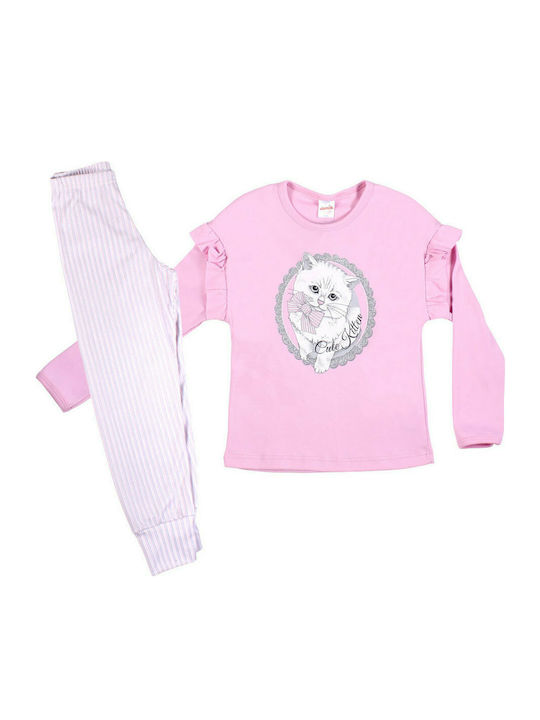 Minerva Set Top & Bottom Kids Winter Pyjamas Pink