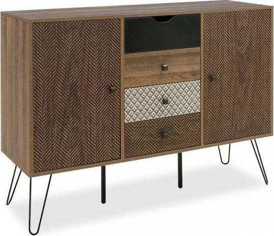 Μπουφές Boho Ξύλινος με Συρτάρια Καρυδί 122x40x86cm