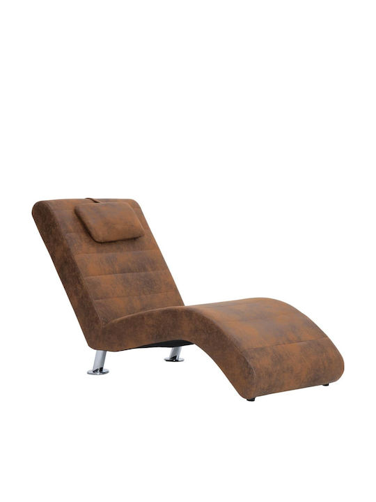 Recliner of Faux Suede Leather Brown L144xW59xH79cm