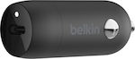 Belkin Φορτιστής Αυτοκινήτου Μαύρος Συνολικής Έντασης 3.6A με μία Θύρα Type-C