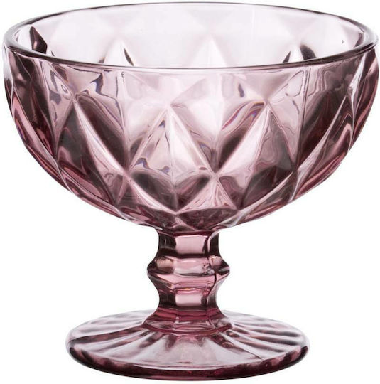 Cryspo Trio Kare Ice Cream Serving Bowl Round Glass Purple with Diameter 12cm