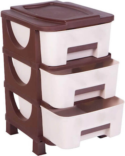 Homeplast Βέστα Sertar Din Plastic Cu 3 Locuri Maro 42x38x60cm