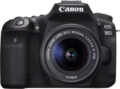 Canon DSLR Φωτογραφική Μηχανή EOS 90D Crop Frame Kit (EF-S 18-55mm F3.5-5.6 IS STM) Black