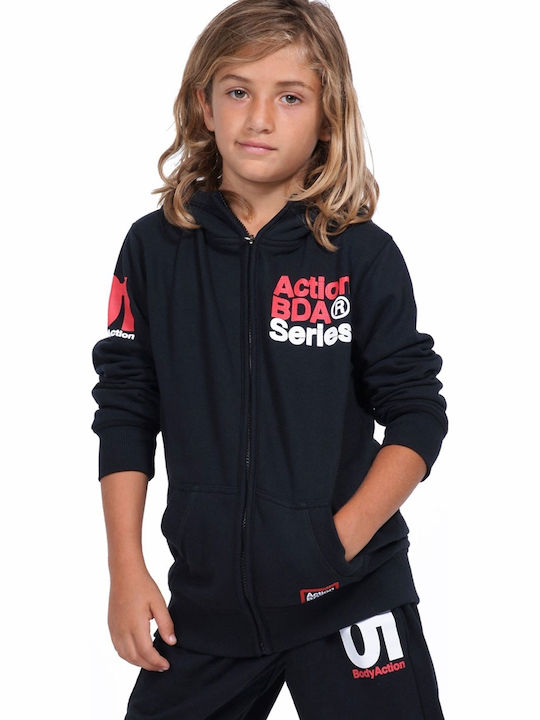 Kinder-Sweatshirts & Hoodies Strickjacken mit Kapuze und Taschen Schwarz