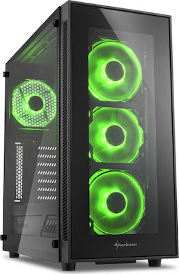 Sharkoon TG5 Gaming Midi Tower Computer Case with Window Panel Green