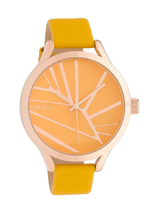 Oozoo Timepieces Ρολόι με Κίτρινο Δερμάτινο Λουράκι