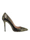 Mourtzi Suede Pointed Toe Stiletto Gold Animal High Heels Animal Print