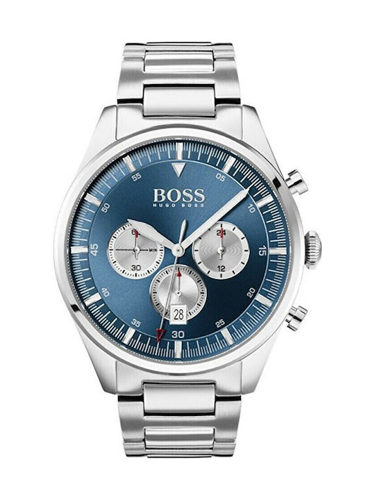 Boss Pioneer Men's Watch 44mm Chronograph Battery with Silver Metal Bracelet