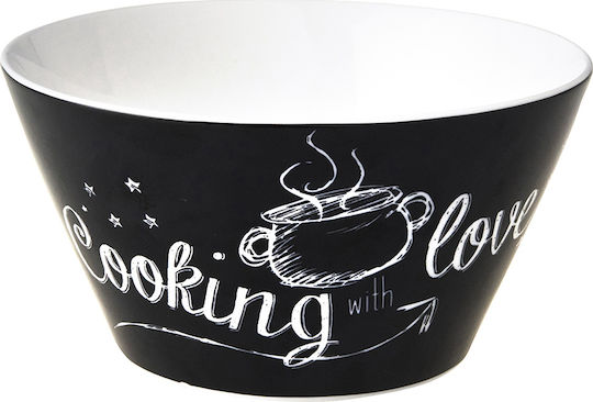 Dutch Rose Soul Cereal Serving Bowl Round made of Porcelain Black with Diameter 14cm