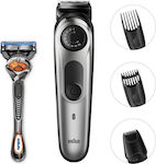 Braun BeardTrimmer Σετ Επαναφορτιζόμενης Κουρευτικής Μηχανής Black/Silver BT5060