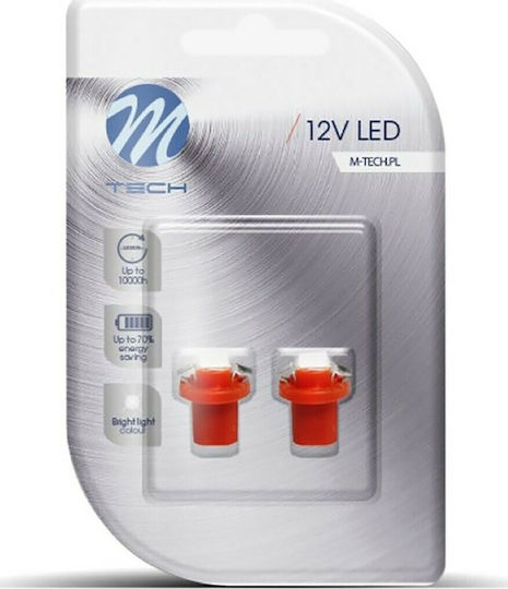 M-Tech Lamps Car & Motorcycle 12V Led B8.5D LED Red 12V 0.24W 2pcs