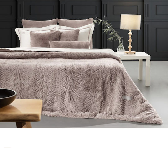 Guy Laroche Crusty Furry Double Bed Blanket 220x240cm Old Pink