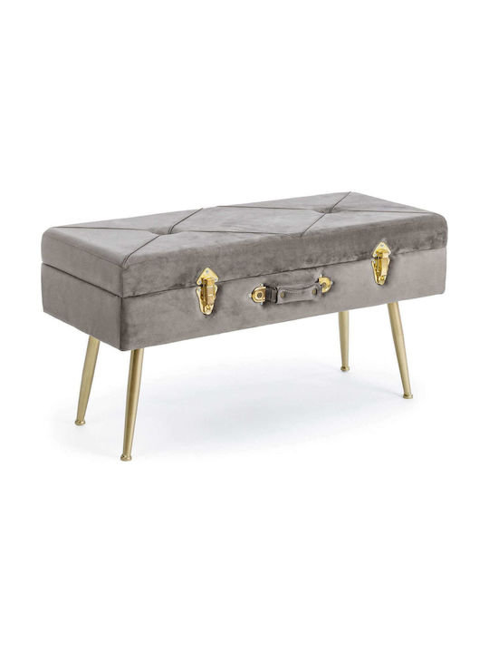 Hocker Bankhocker Mit Stauraum Gepolstert mit Stoff Gray 80x34x42cm