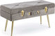 Stool Bench Stool With Storage Space Upholstered with Fabric Gray 80x34x42cm