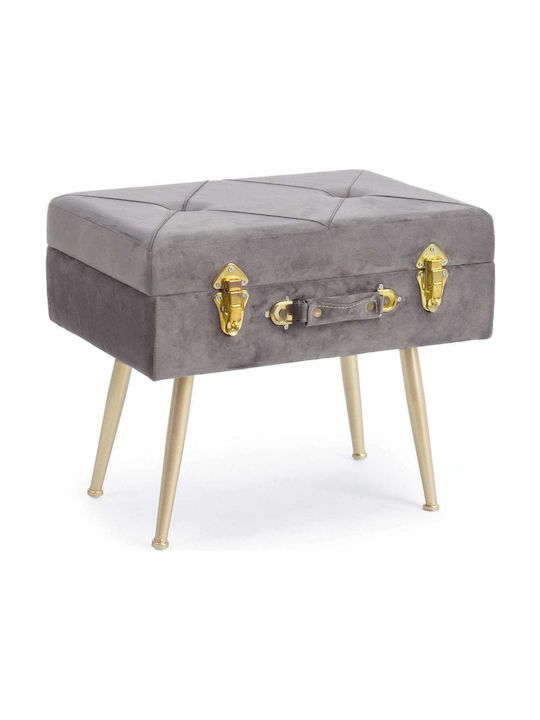 Stool For Living Room With Storage Space Upholstered with Fabric Gray 50x34x42cm