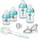 Tommee Tippee Set aus Plastikflaschen Advanced Comfort Vented Bottle Starter Kit Gegen Koliken mit Silikonsauger für 0+, 0+ m, Monate Turquoise 260ml 8Stück