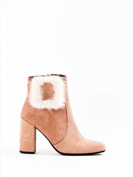 New Matic 510 Suede Women's Ankle Boots with Fur Pink