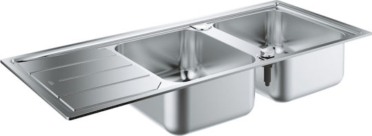 Grohe K 500 Chiuvetă Bucătărie Drop-In Inox Neted Finisaj Satinat L116xL50cm Argintiu Grohe K 500 Chiuvetă Bucătărie Drop-In Inox Neted Finisaj Satinat L116xL50cm Argintiu