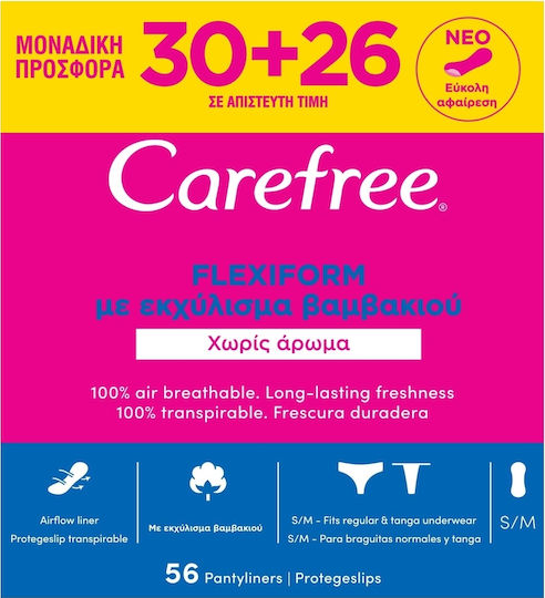 CareFree FlexiComfort Cotton Feel Σερβιετάκια για Κανονική Ροή 2 Σταγόνες 30τμχ & 26τμχ