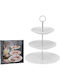 Excellent Houseware Ornterviera cu trei etaje din porțelan Platou pentru aperitive 3 Locuri cu Suport din Porțelan Albă Ø26.5cm L26.5xl26.5cm 1buc