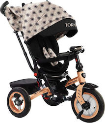 Byox Tornado Dark Kids Tricycle with Air Wheels, Storage Basket, Sunshade & Push Handle for 3-6 Years Beige