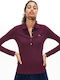 Women's Polo Blouse Long Sleeve Burgundy