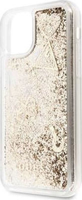 Guess Glitter Hearts Silicone Back Cover Gold (iPhone 11 Pro Max)
