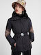 Kurz Damen Puffer Jacke für Winter Schwarz