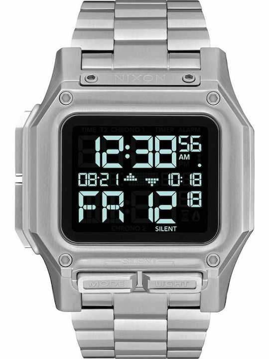 Nixon Regulus SS Дигитален Мъжки часовник 46мм На батерия Сребърен Метална гривна