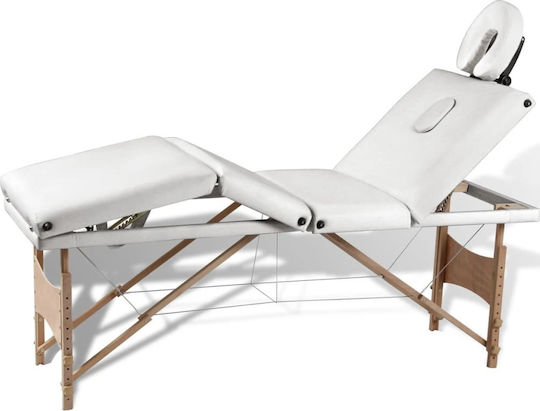 vidaXL Bett Massage und Physiotherapie Weiß aus Holz 186x68cm. 4 Positionen