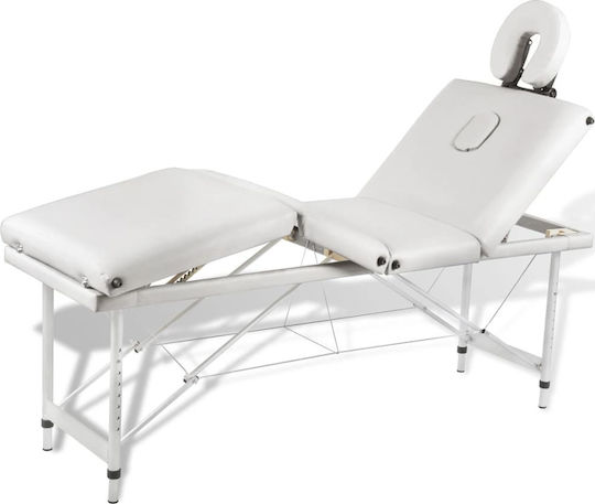 vidaXL Aluminum Portable/Folding Ecru Massage and Physiotherapy Bed 186x68cm 4 Positions