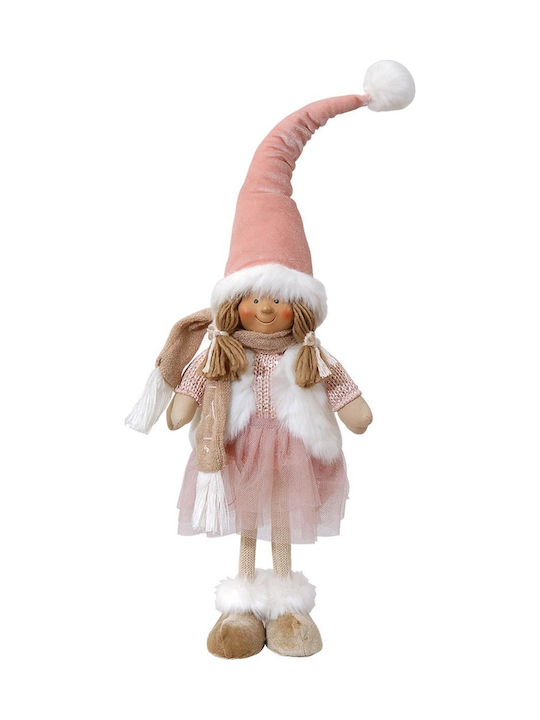 Lianos Weihnachtliche Plüsch Figur Kleinkind Rosa Höhe 52cm Dekoratives Plüschmädchen mit rosa Mütze 52cm