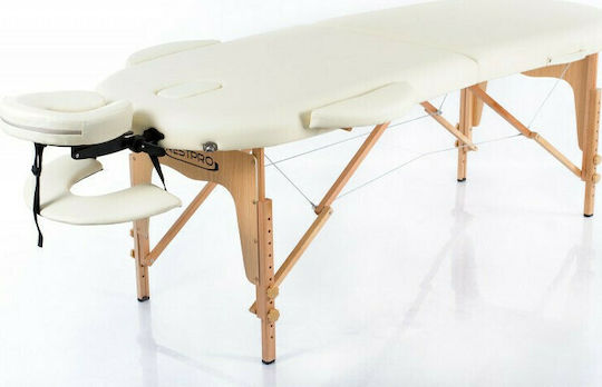 Rest Pro Classic Oval 2 Wooden Portable/Folding Beige Massage and Physiotherapy Bed 192x70cm