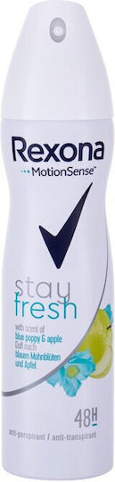 Rexona Motion Sense Stay Fresh Blue Poppy & Apple 48h Anti-perspirant Anti-transpirant Αποσμητικό 48h σε Spray 150ml