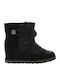 Classic Suede Women's Ankle Boots Platform & Fur Black