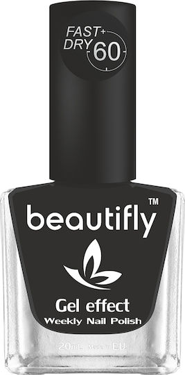 Beautifly Glossy Βερνίκι Νυχιών Μακράς Διαρκείας Quick Dry 590 Gothic Black 20ml