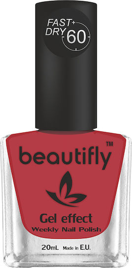Beautifly Glossy Βερνίκι Νυχιών Μακράς Διαρκείας Quick Dry 325 Scarlet Red 20ml
