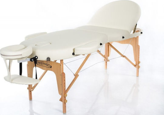 Rest Pro VIP Oval 3 Massagetisch Tragbar/Zusammenklappbar Ecru aus Holz 192x70cm