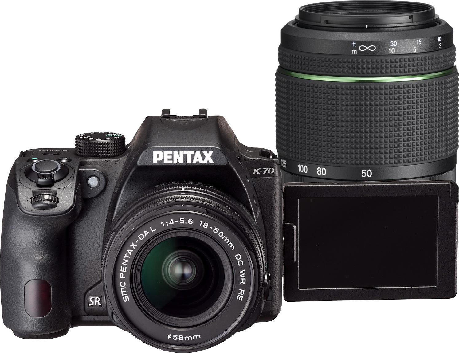 Pentax K-70 Kit (18-50mm RE WR f/4.0 - 5.6 + 50-200mm WR) Black