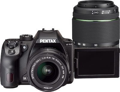 Pentax DSLR Φωτογραφική Μηχανή K-70 Crop Frame Kit (HD DA 18-50mm F4-5.6 DC WR RE + DA 50-200mm F4-5.6 ED WR) Black
