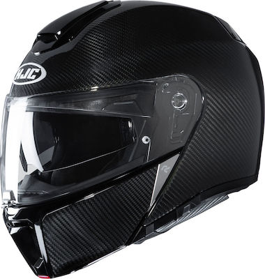 HJC RPHA90s Carbon Flip-Up Helmet with Sun Visor DOT 1470gr Solid Black KR5087