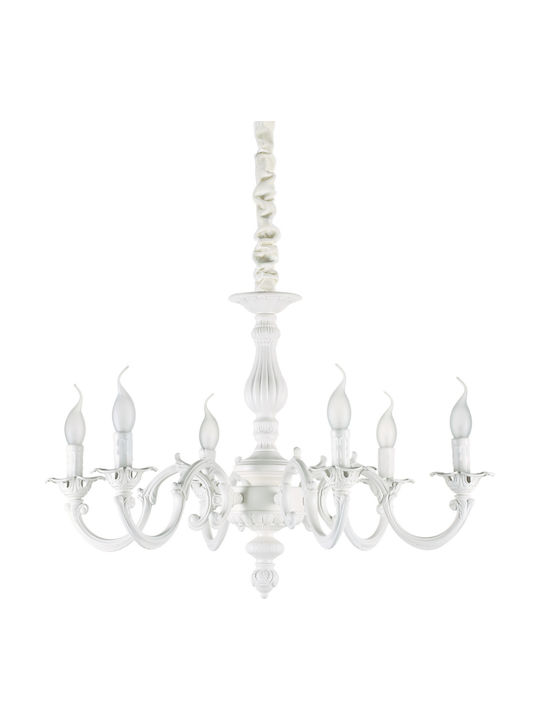 Ideal Lux Justine Sp6 Candelabru 6xE14 cu Lumânări Alb 197500