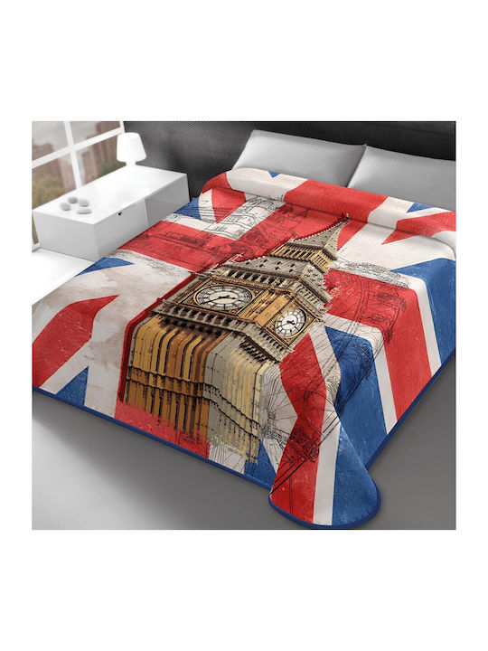 Belpla London-328 Κουβέρτα Ισπανίας Βελουτέ Μονή 160x220εκ. Πολύχρωμη