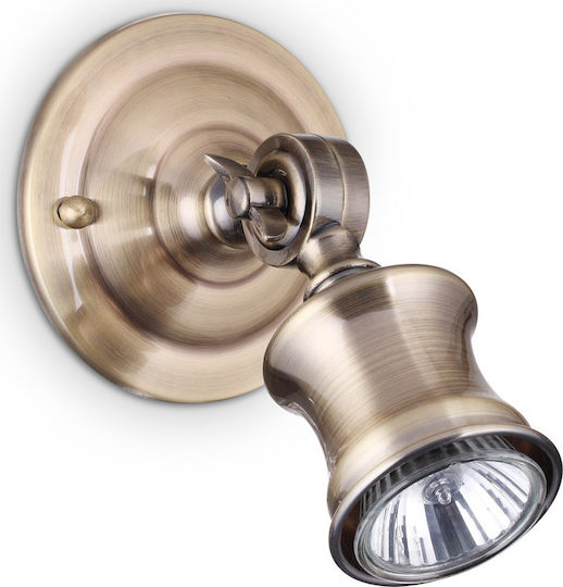 Ideal Lux Barber AP1 Antique Brass Einzel Spot mit Fassung GU10 in Gold Farbe