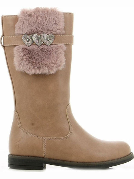 Lederne Kinderstiefel mit Reißverschluss Rosa